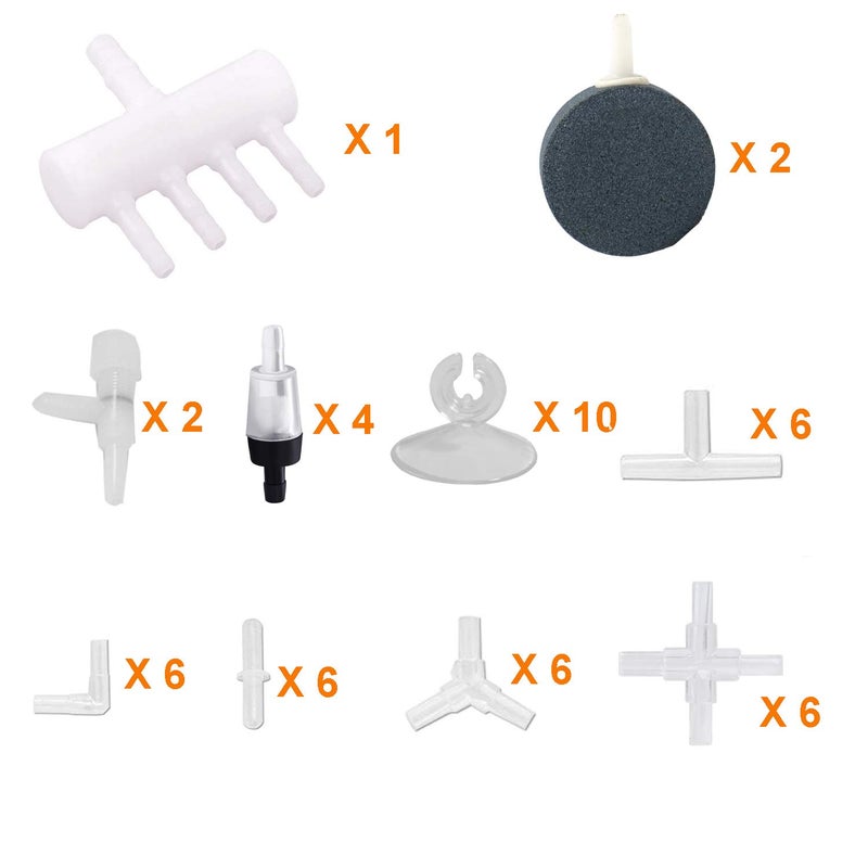 Y-Axis 49 Pcs Aquarium Air Pump Accessories with Airline Connectors, Airline Splitters, Bubble Stones, Check Valves and Suction Cups for 3/16 '' Fish Tank Pond Airline - Image 2